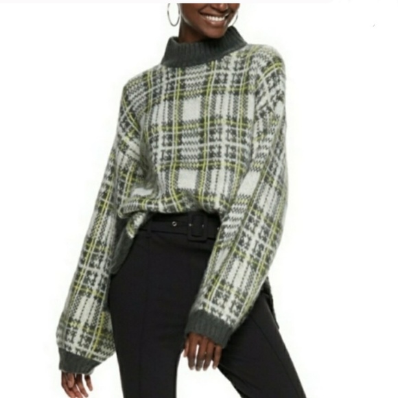 Classic Plaid Sweater Grey, Yellow, and White - Picture 3 of 14